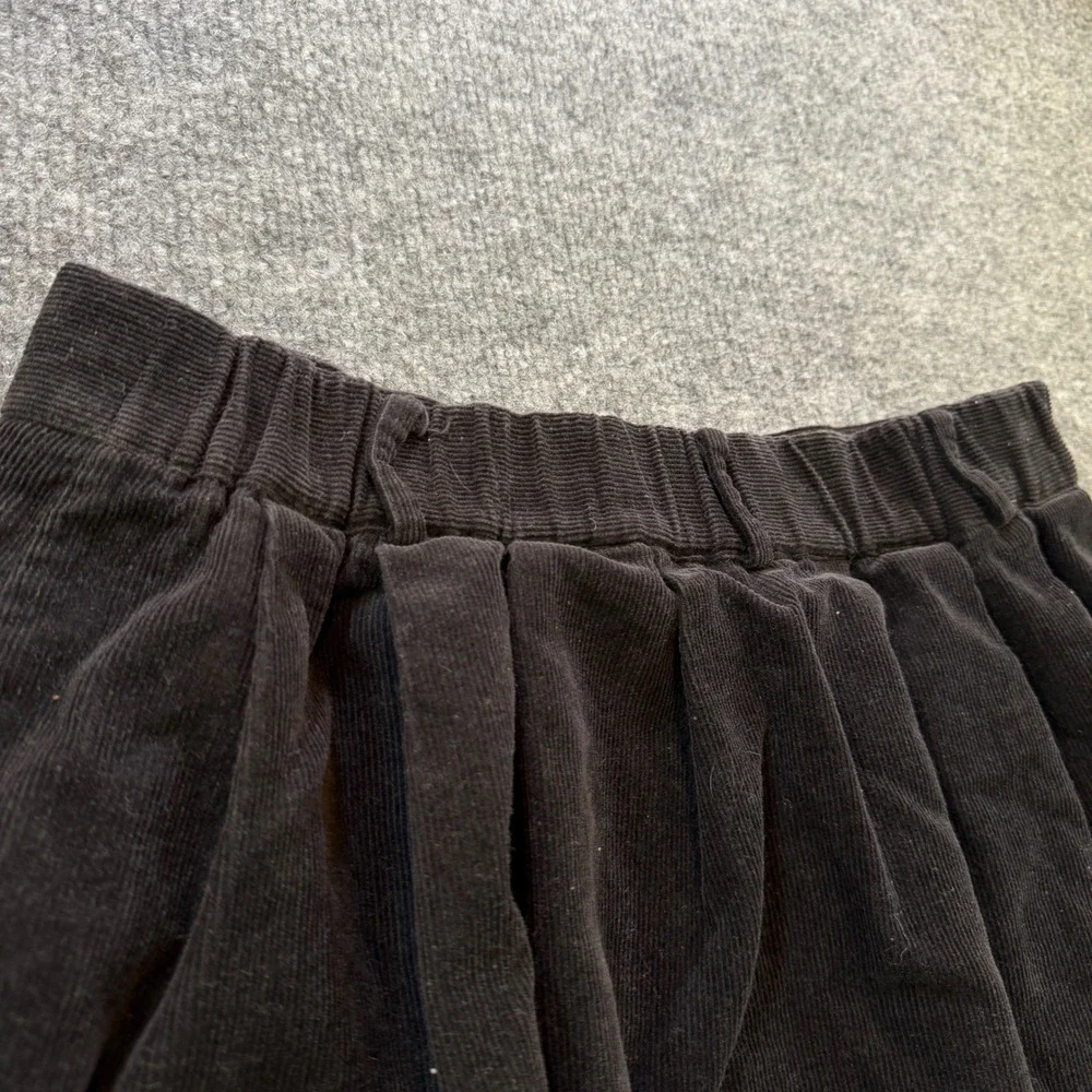 Vintage Susan Bristol Black Corduroy Button Midi Skirt Pockets Pleated Size 10